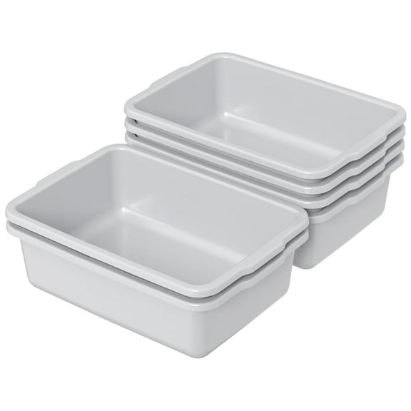 6 Packs 24 L Rectangle Plastic Bus Tub, Bus Box, Gray