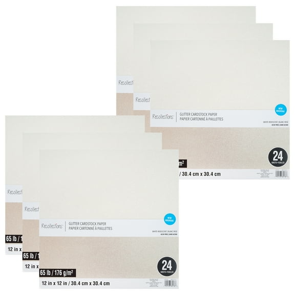 Recollections Glitter 12" x 12" Cardstock Paper, 6 Packs: 24 ct. (144 total)