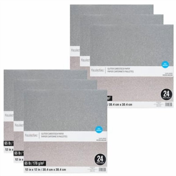 Recollections Glitter 12" x 12" Cardstock Paper, 6 Packs: 24 ct. (144 total)