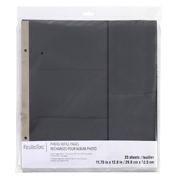 Recollections 5 Slot 4" x 6" Photo Album Refill Pages, 6 Packs: 25 ct. (150 total)