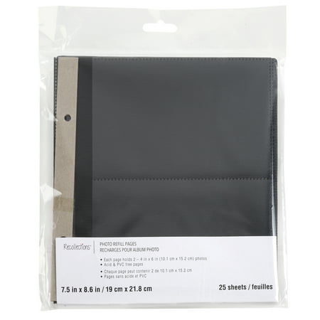 Recollections 7.5" x 8.6" Black 2-Up Photo Refill Pages, 6 Packs: 25 ct. (50 total)