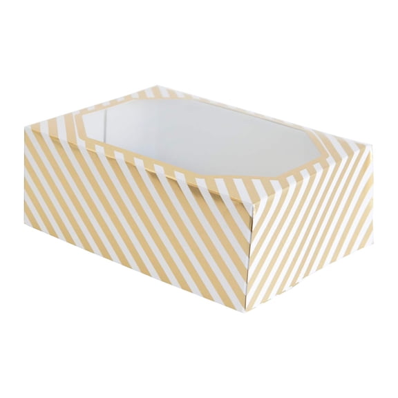 6 Packs: 3 ct. (18 total) Gold & White Striped Treat Boxes by Celebrate It