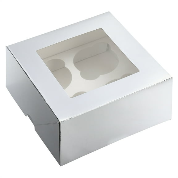 6 Packs: 3 ct. (18 total) Silver & White Cupcake Boxes by Makery