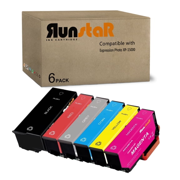 6 Packs Replacement for Ink Cartridge use for Epson Expression Photo XP-15000 Printer (Black/Cyan/Magenta/Yellow/Gray/Red)