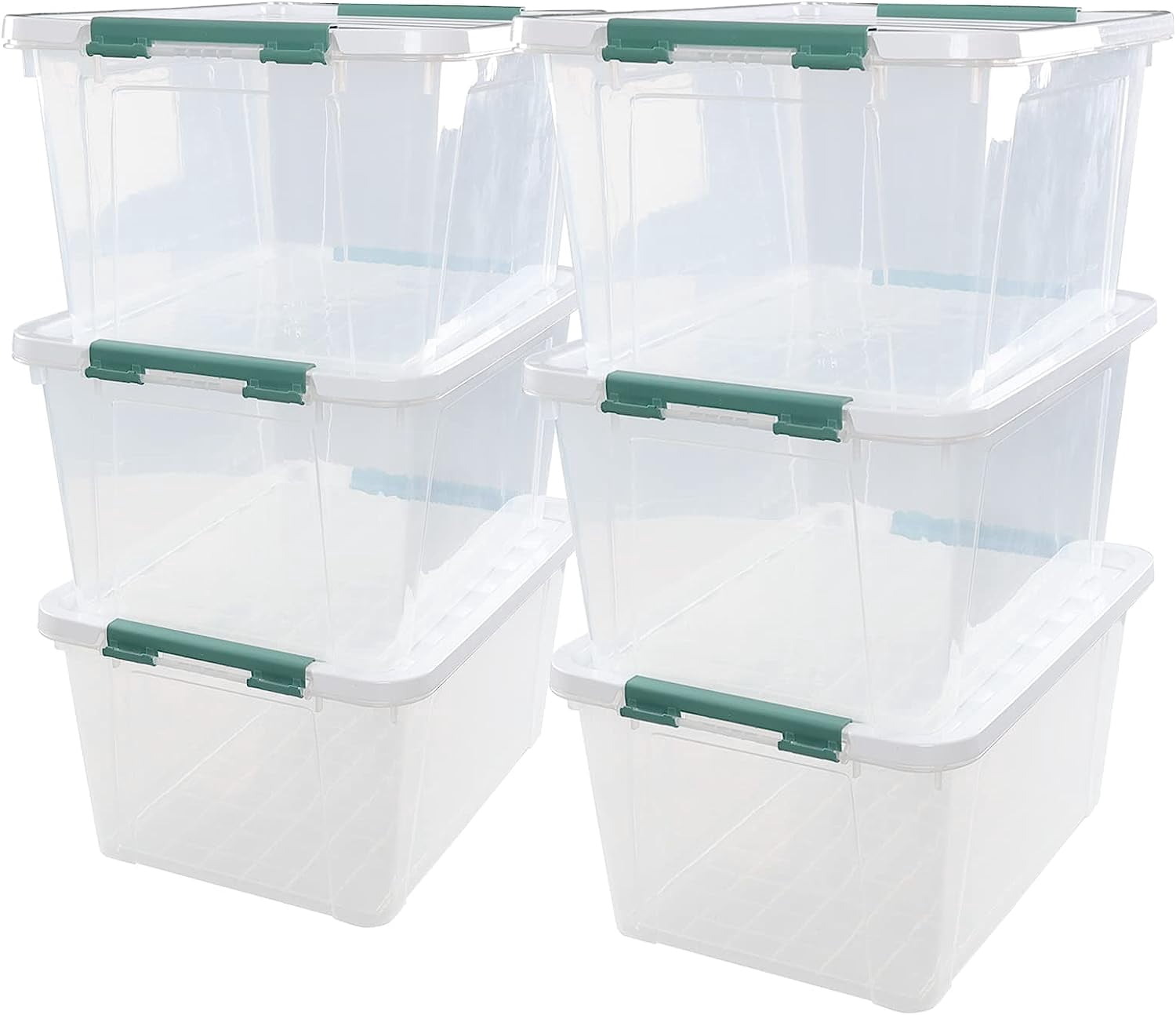 6 Packs 35 L Clear Plastic Storage Bins with Lids, Large Storage Tote