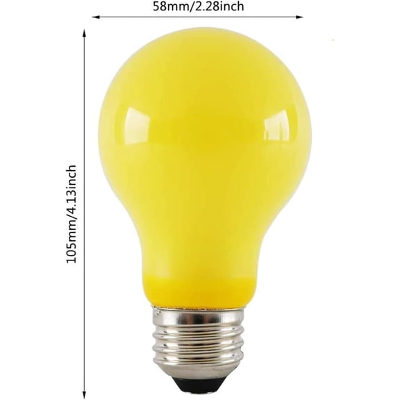 6 Packs 3W A60 LED Bug Light Bulbs Yellow LED Bulbs E26 Outdoor Bug Light Bulb 25W Equivalent 2000K Amber Glow Bug Light Bulb Night Light for Bedroom Garden Patio Porch Backyard Hallway