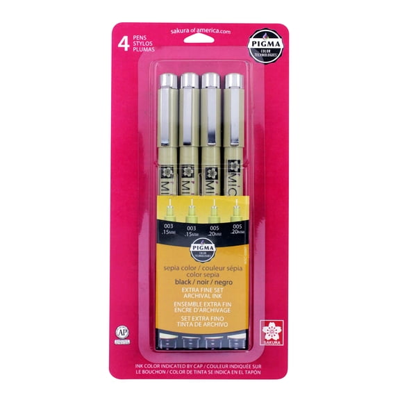 Pigma Micron Sepia & Black Extra Fine Pen Set, 6 Packs: 4 ct. (24 total)