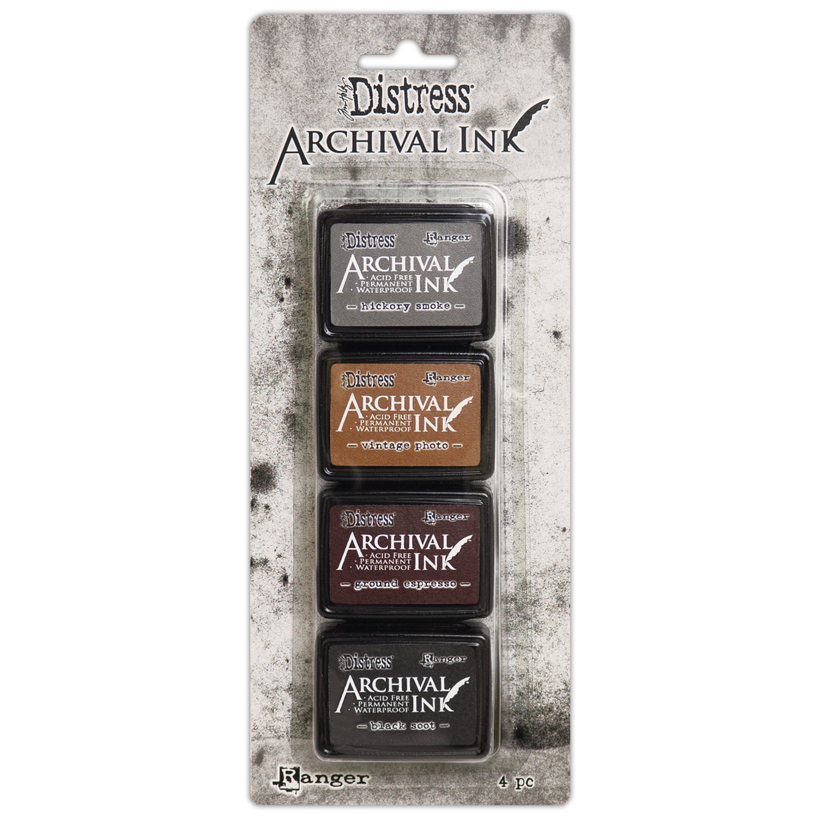 Tim Holtz Distress Mini Archival Ink Pad, Kit 3, 6 Packs: 4 ct. (24 total)