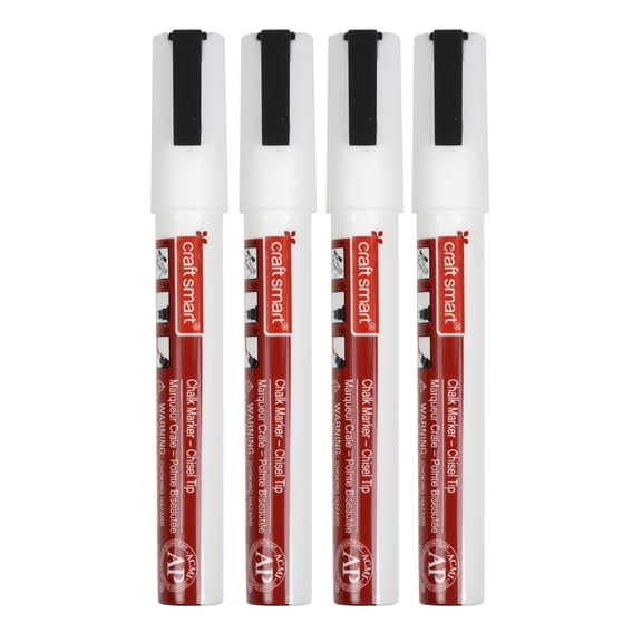 6 Packs: 4 ct. (24 total) White Chisel Tip Chalk Marker Set by Craft Smart