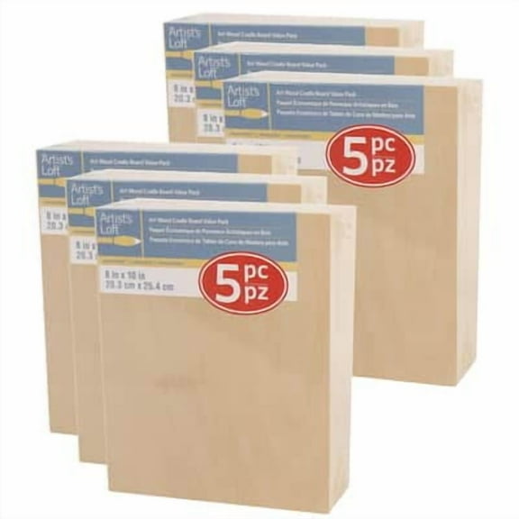 6 Packs: 5 ct. (30 total) 8" x 10" Cradled Wood Painting Panels by Artist's Loft Necessities