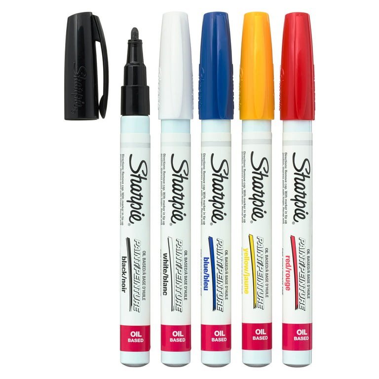 5-PACK SHARPIE OIL-BASED PAINT MARKERS FINE POINT  (BLACK,WHITE,BLUE,YELLOW,RED)
