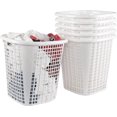 thumbnail image 1 of 6 Packs 50 L Plastic Laundry Hamper, Tall Dirty Clothes Basket with Cut Out Handle, White, 1 of 7