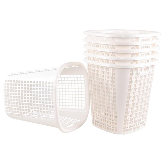 6 Packs 50 Liter Plastic Laundry Hamper with Handles, Tall Laundry Baskets, White
