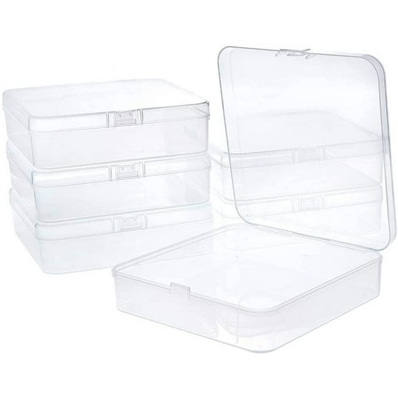 6 Packs 5x5x1.4" Clear Square Plastic Box Containers with Lids DIY