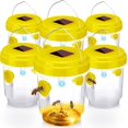 thumbnail image 1 of 6 Packs 6 Pack Wasp Trap Solar Powered Bee Trap Reusable Fly Traps Outdoor Hanging Wasp Killer with UV LED Light Flying Insects Bee Killer for Indoor Outside Patio Garden Home (Yellow), 1 of 7