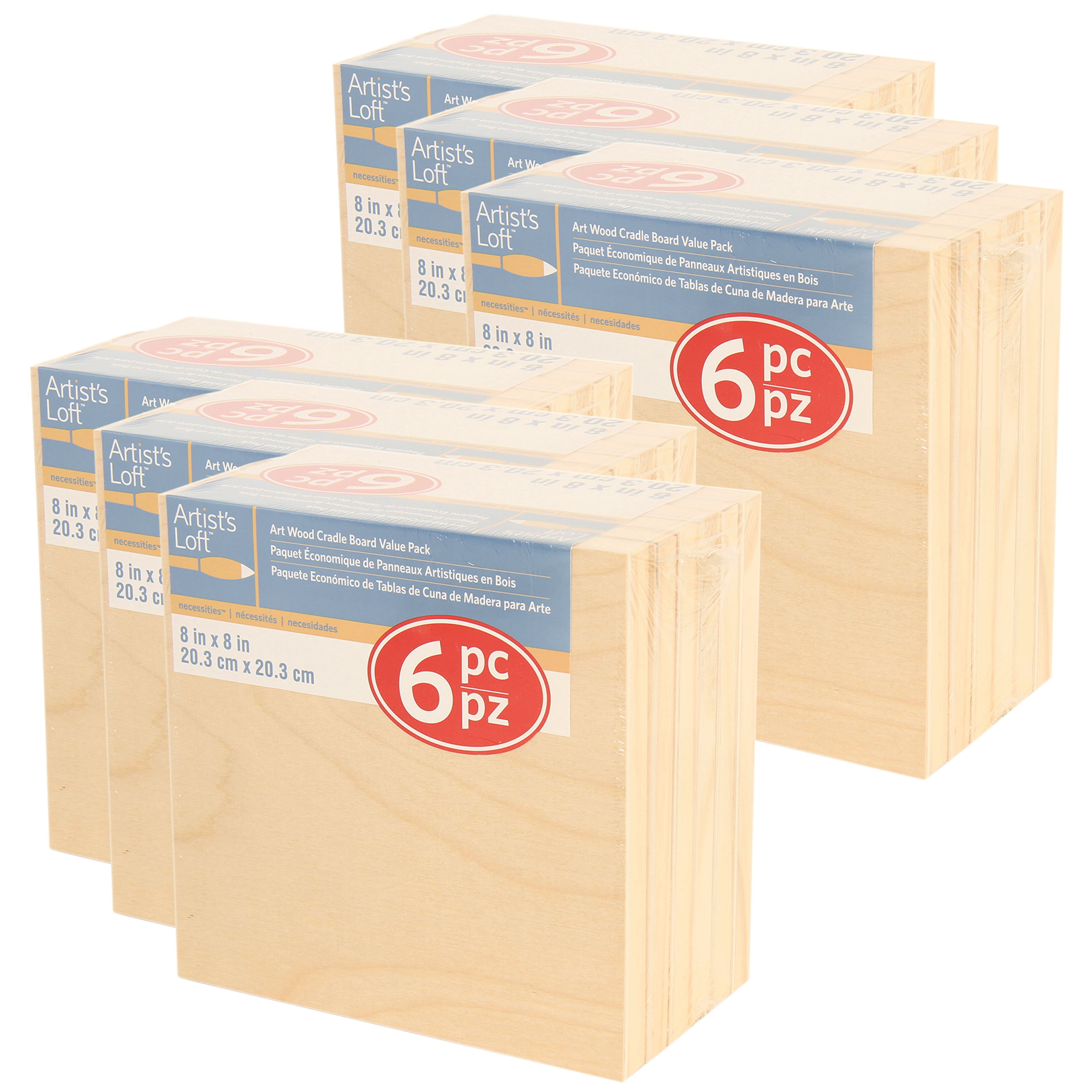 6 Packs 6 ct. (36 total) 8" x 8" Cradled Wood Painting Panels by