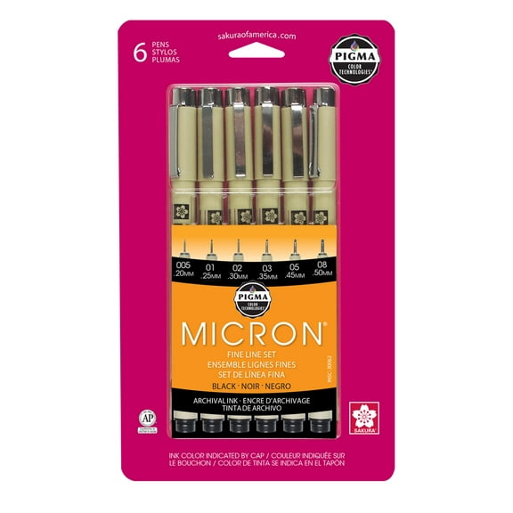 Pigma Micron Black Fine Line Pen Set, 6 Packs: 6 ct. (36 total)
