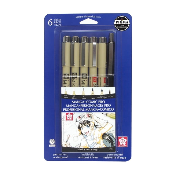 6 Packs: 6 ct. (36 total) Pigma Micron Manga-Comic Pro Pens