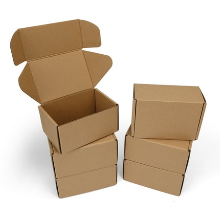 6 Packs 6x4x3 Shipping Boxes,Cardboard Boxes for Small Business, Packing and Mailing,Brown