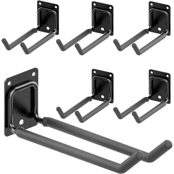 6 Packs 7.8inch Heavy Duty Garage Hooks, Storage Organizer for Tool Organization, Shed Metal Utility Hooks Hanger Tires, Bikes, Shed, Chair, Ladder, Ski and Snowboard