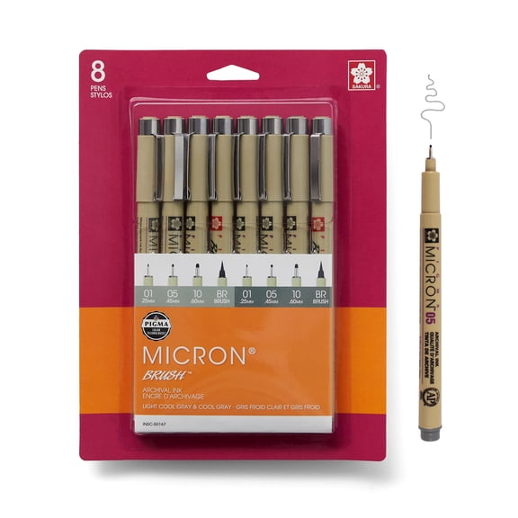 Micron Brush Gray Pens, 6 Packs: 8 ct. (48 total)