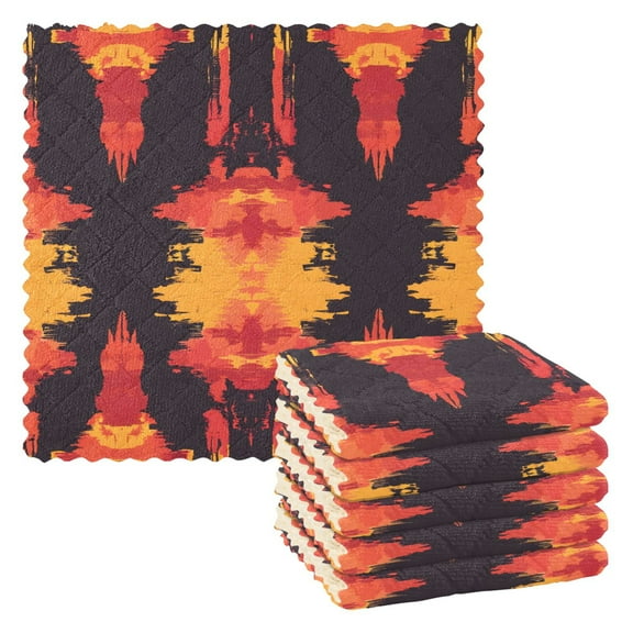 6 Packs Abstract Fire Shapes Kitchen Dish Towels Soft Absorbent Dish Cloths 11"x11"