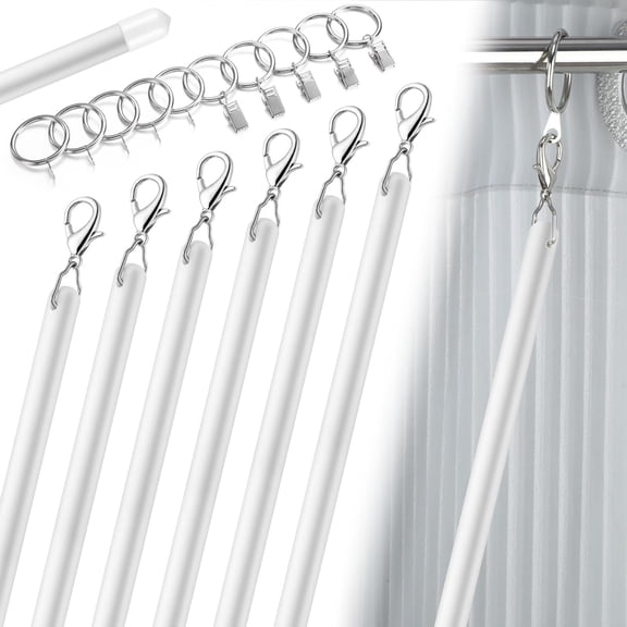 6 Packs Acrylic Curtain Pull Wands Drapery Pull Rod Versatile Fiberglass Blinds Wand Kits with Curtain Rings and Hooks for Opening Closing Curtains Homes Offices Opener(White, 36 Inch)