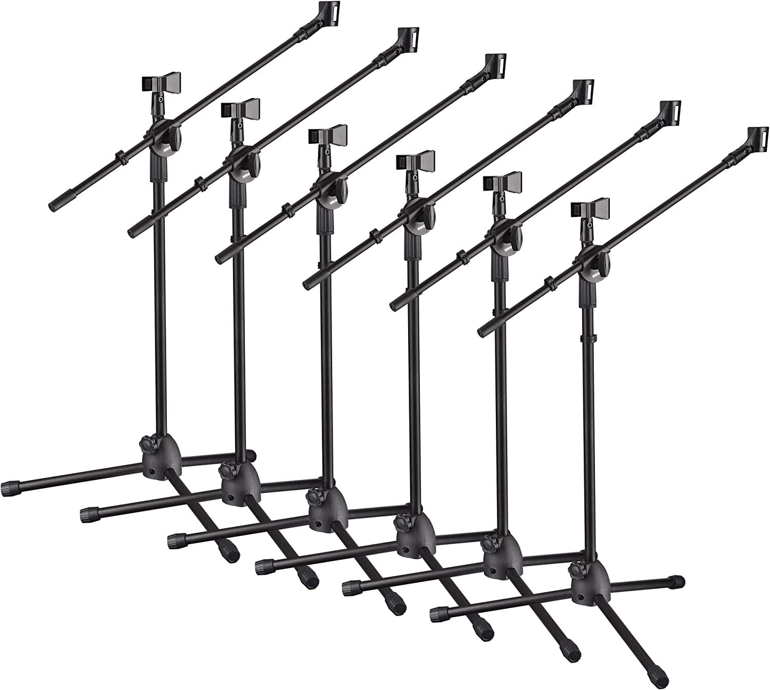 6 Packs Adjustable Microphone Stand Tripod W Dual Mic Clip Adjustable 