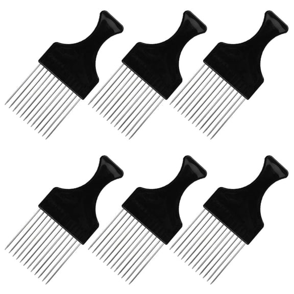 6 Packs Afro Comb Metal Pick Comb, SourceTon Afro Braid Pick Hairdressing Detangle Wig Braid Hair Styling Comb Styling Tool- Black
