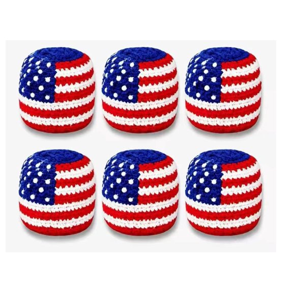 6 Packs The American Flag Pattern Footbag for Adults, Beginners, Durable Juggling Balls for Style Games, Tricks, Outdoor Games, Portable Kick Balls