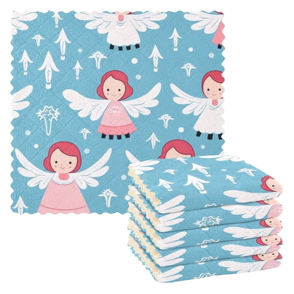 6 Packs Angels and Arrow Kitchen Dish Towels Soft Absorbent Dish Cloths 11"x11"