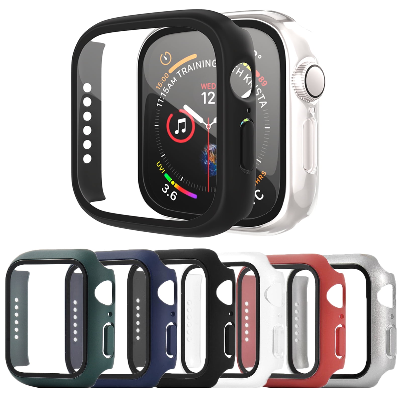 Eschen 6 Packs Apple Watch Case 41mm with Build in Tempered Glass Screen Protector Cover for Apple Watch 8 7 HD Clear Super Thin PC Bumper Scratch Resistant