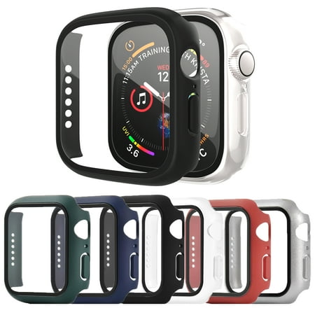 6 Packs Apple Watch Case 41mm with Build-in Tempered Glass Screen Protector Cover for Apple Watch 8/7, HD Clear Super-Thin PC Bumper Scratch Resistant Waterproof iWatch Cases, 41mm, 6 Color