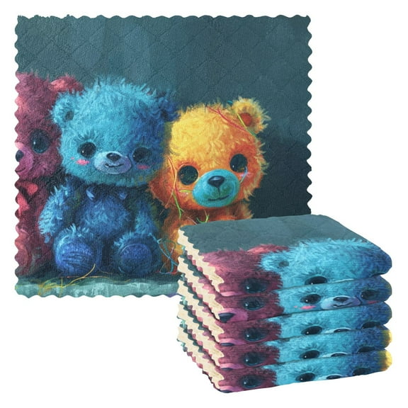 6 Packs Bear Toy Kitchen Dish Towels Soft Absorbent Dish Cloths 11"x11"