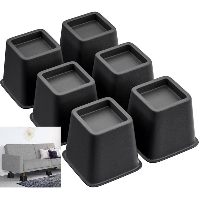 6 Packs Bed Risers, Heavy Duty Bed Lifts in Heights 3 Inches, Stackable