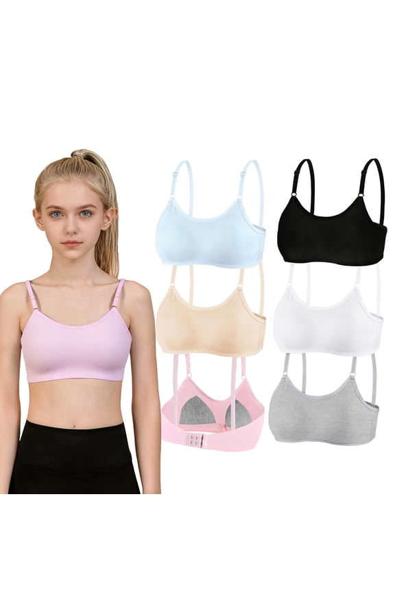 6 Packs Big Girls Comfort Seamless Bra Flex Fit Pull-on Design Adjustable Straps Girl Teens