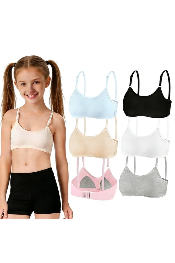 6 Packs Big Girls Flex Fit Seamless Comfort Bra Pull-on Design Adjustable Straps Girl Teens