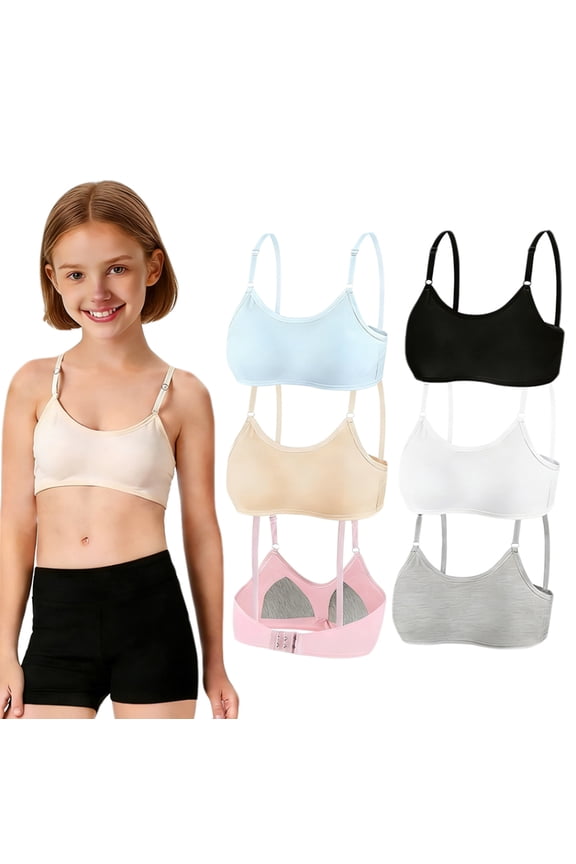 6 Packs Big Girls Seamless Comfort Bra Flex Fit Pull-on Design Adjustable Straps Girl Teens