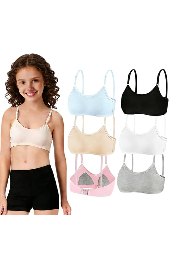 6 Packs Big Girls Seamless Flex Fit Bra Comfort Pull-on Design Adjustable Straps Girl Teens