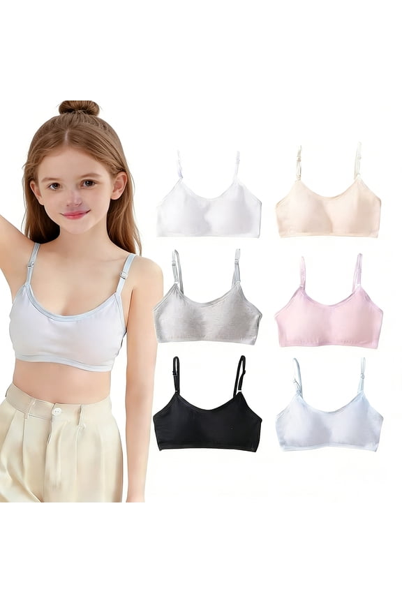 6 Packs Big Girls Seamless Flex Fit Bra Comfort with Adjustable Straps Pull-on Design Girl Teens