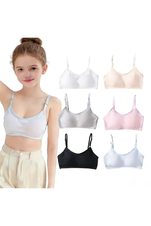6 Packs Big Girls Seamless Flex Fit Pull-on Bra Comfort Adjustable Straps Girl Teens