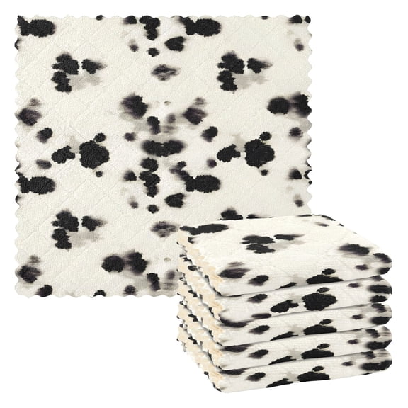 6 Packs Black Cow Spots Kitchen Dish Towels Soft Absorbent Dish Cloths 11"x11"