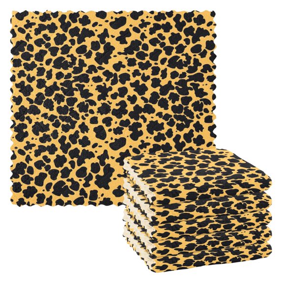 6 Packs Black Leopard Print Kitchen Dish Towels Soft Absorbent Dish Cloths 11"x11"