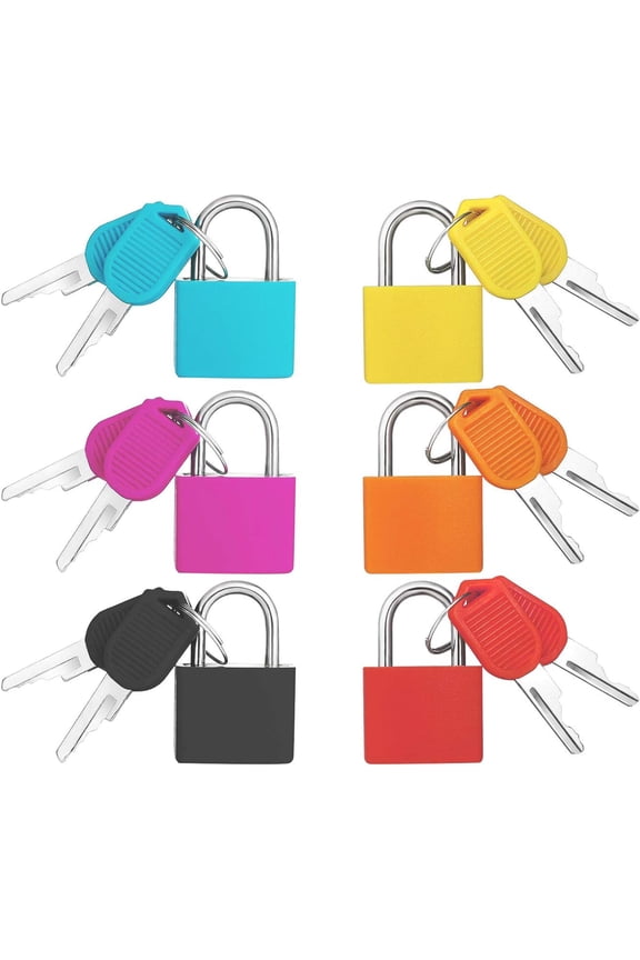 6 Packs Bulk Small Locks with Keys Home & School Essentials for Luggage Lock,Backpack,Suitcase Lock,Classroom Matching Game and More - Individually Keyed Padlocks