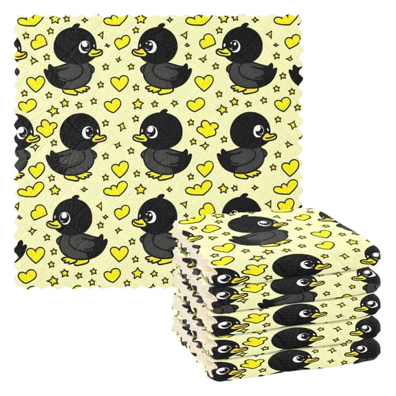6 Packs Cartoon Black Duck Kitchen Dish Towels Soft Absorbent Dish Cloths 11"x11"