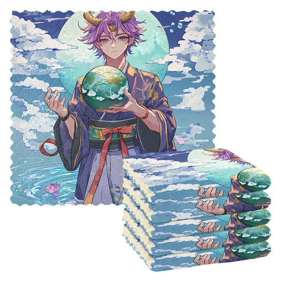 6 Packs Cartoon Dragon Man Kitchen Dish Towels Soft Absorbent Dish Cloths 11"x11"
