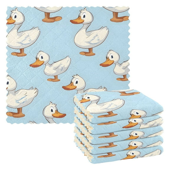 6 Packs Cartoon Duck Kitchen Dish Towels Soft Absorbent Dish Cloths 11"x11"