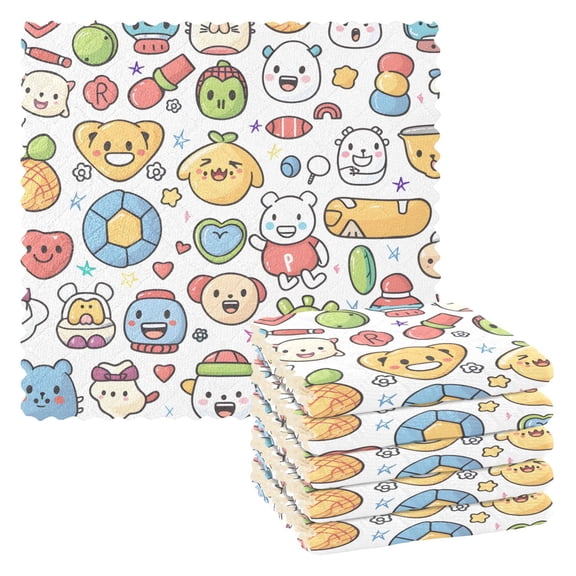 6 Packs Cartoon Sport Items Kitchen Dish Towels Soft Absorbent Dish Cloths 11"x11"