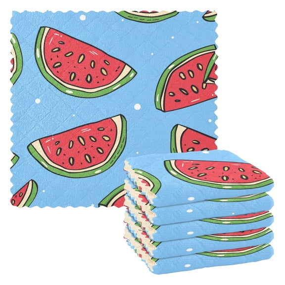 6 Packs Cartoon Watermelon Slice Kitchen Dish Towels Soft Absorbent Dish Cloths 11"x11"