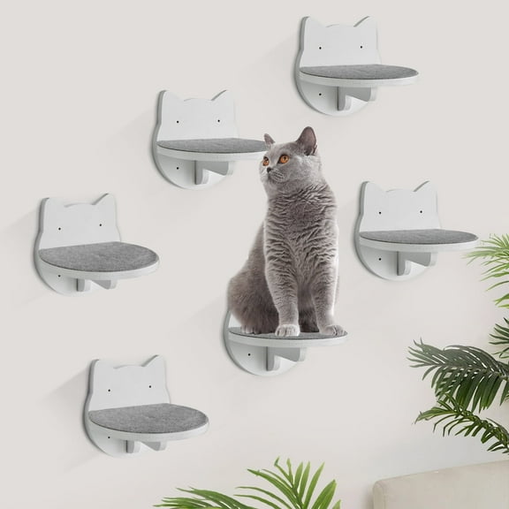 6-Packs Cat Climbing Shelves Wall Mounted, Cat Wall Steps Shelves, Cat Wall Shelves with Scratching Pad, Cat Wall Furniture for Cats Sleep Climb Play, Cat Shelves Cat Stairs Cat Ladder